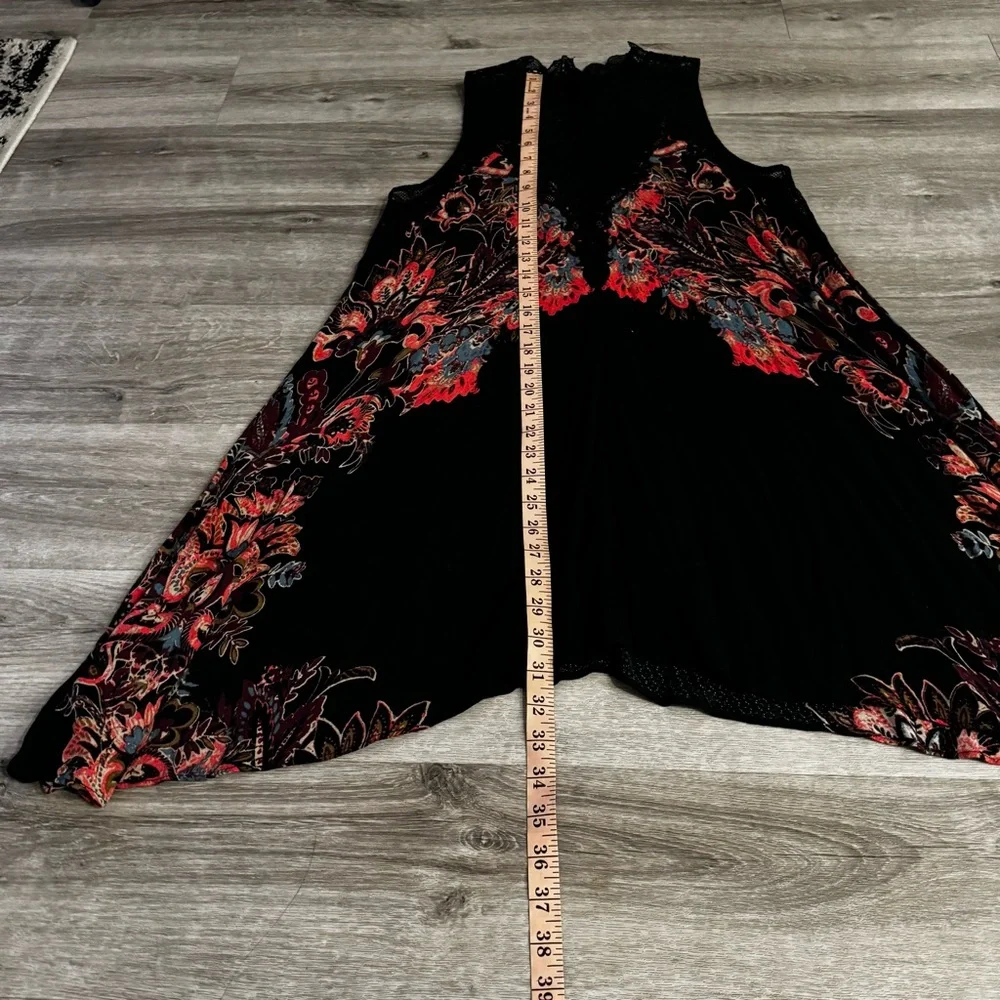Free people black printed tunic dress size small